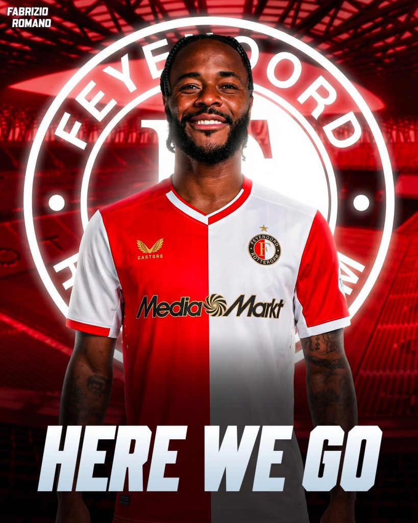 Raheem Sterling Joins Feyenoord - photo credit: Fabrizio Romano via X 