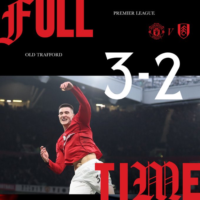 Manchester united won against fullham. (photo credit: Manchester united via x)