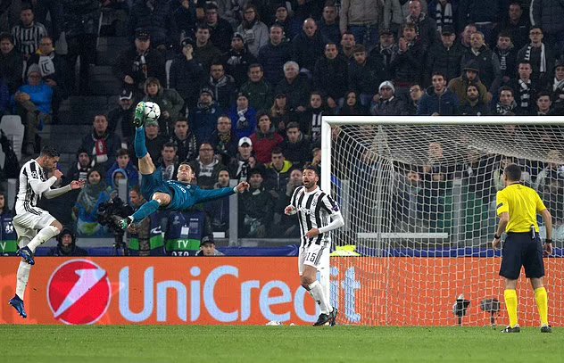 Cristiano Ronaldo's bicycle kick vs Juventus. (photo credit: X media)