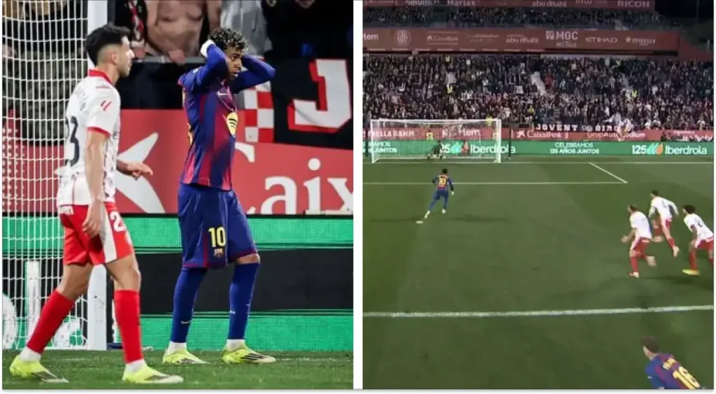 Lamine Yamal misses from spot against Girona — Photo Credit : Tribuna