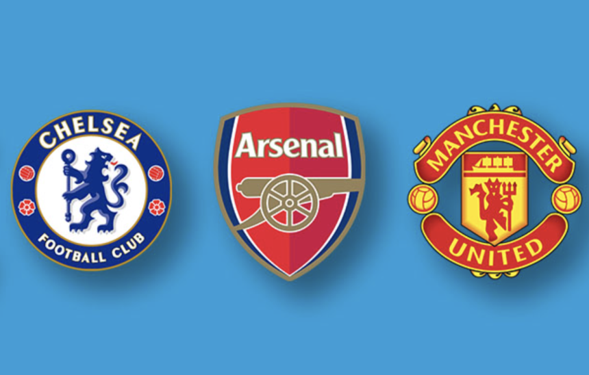 Chelsea, Arsenal & Manchester United Logos - Photo Credit : Softfootball Media