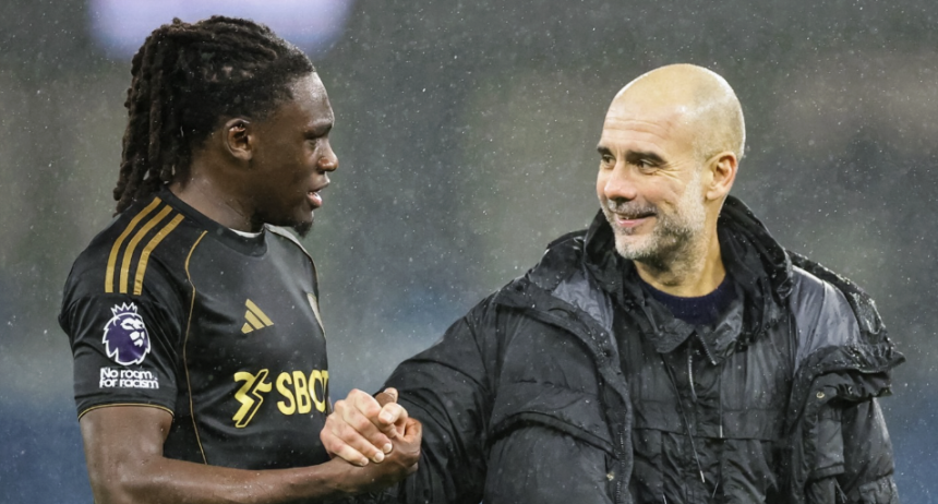 Calvin Bassey and Pep Guardiola after a Post Match Exchange - Photo Credit : afrikfootng, Instagram