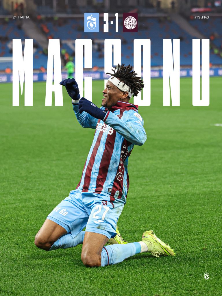 Trabzonspor defeat Fatih Karagümrük 3-1 in the Süper Lig - Photo Credit - Trabzonspor, X 