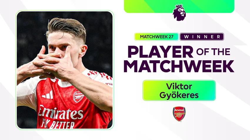 Arsenal's Gyokeres voted Player of the Matchweek - Photo credit: Premier league media