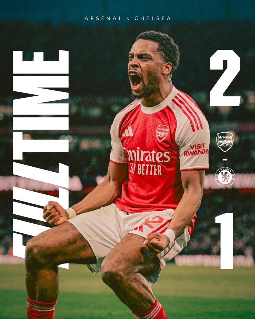 Arsenal Edge Chelsea 2-1 to Extend Dominance and Open Five-Point Gap - Photo Credit : Arsenal, X