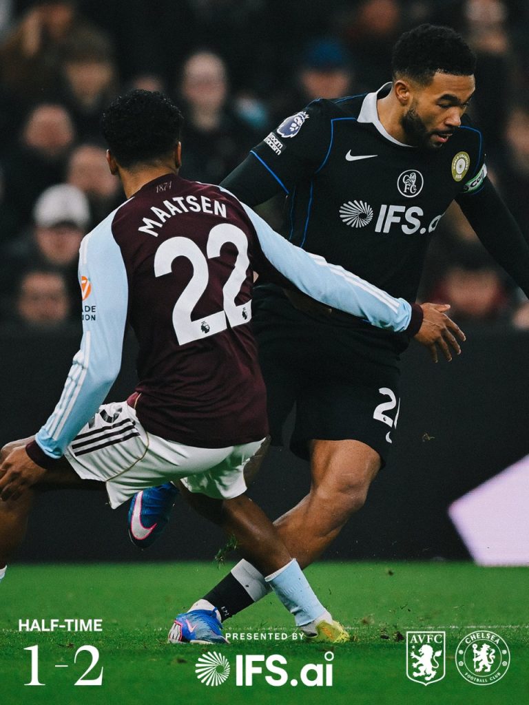 Chelsea Take 2-1 First-Half Lead Over Aston Villa in Crucial Clash - Photo Credit : Chelsea, X