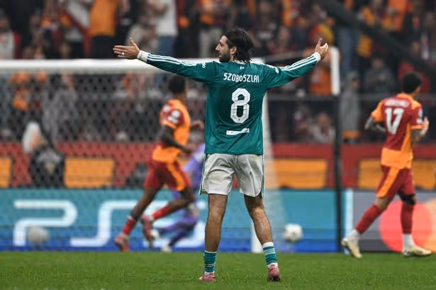 Dominik Szoboszlai during Galatasaray 1-0 win over liverpool 25:26 champions League first leg clash : Photo Credit : Daily Mail