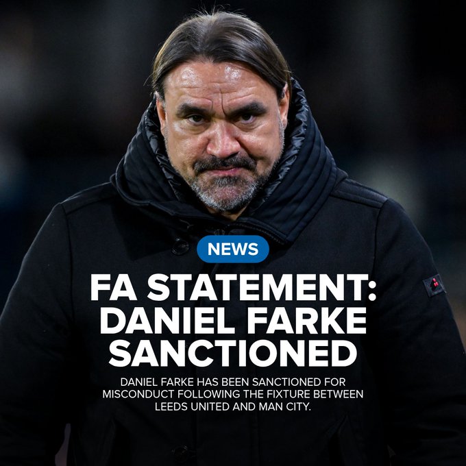 Daniel Farke sanctioned- Photo credit: Leeds United via X