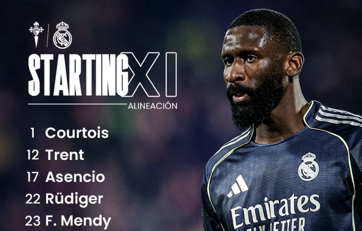 Real Madrid Starting XI for Celta Vigo Clash Without Injured Mbappé - Photo Credit : Real Madrid, X